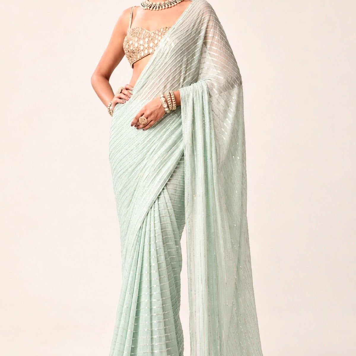 pure georgette chiken embroidery saree.