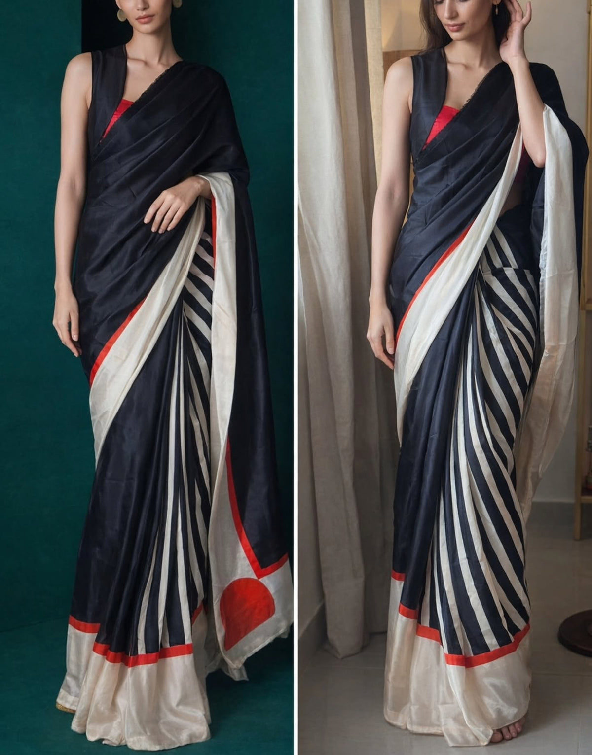 Premium pure crepe Geometric design saree