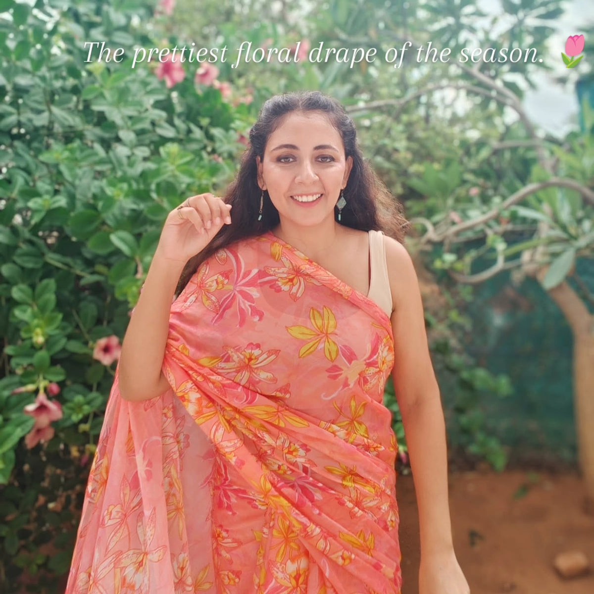 pure soft georgette floral print saree