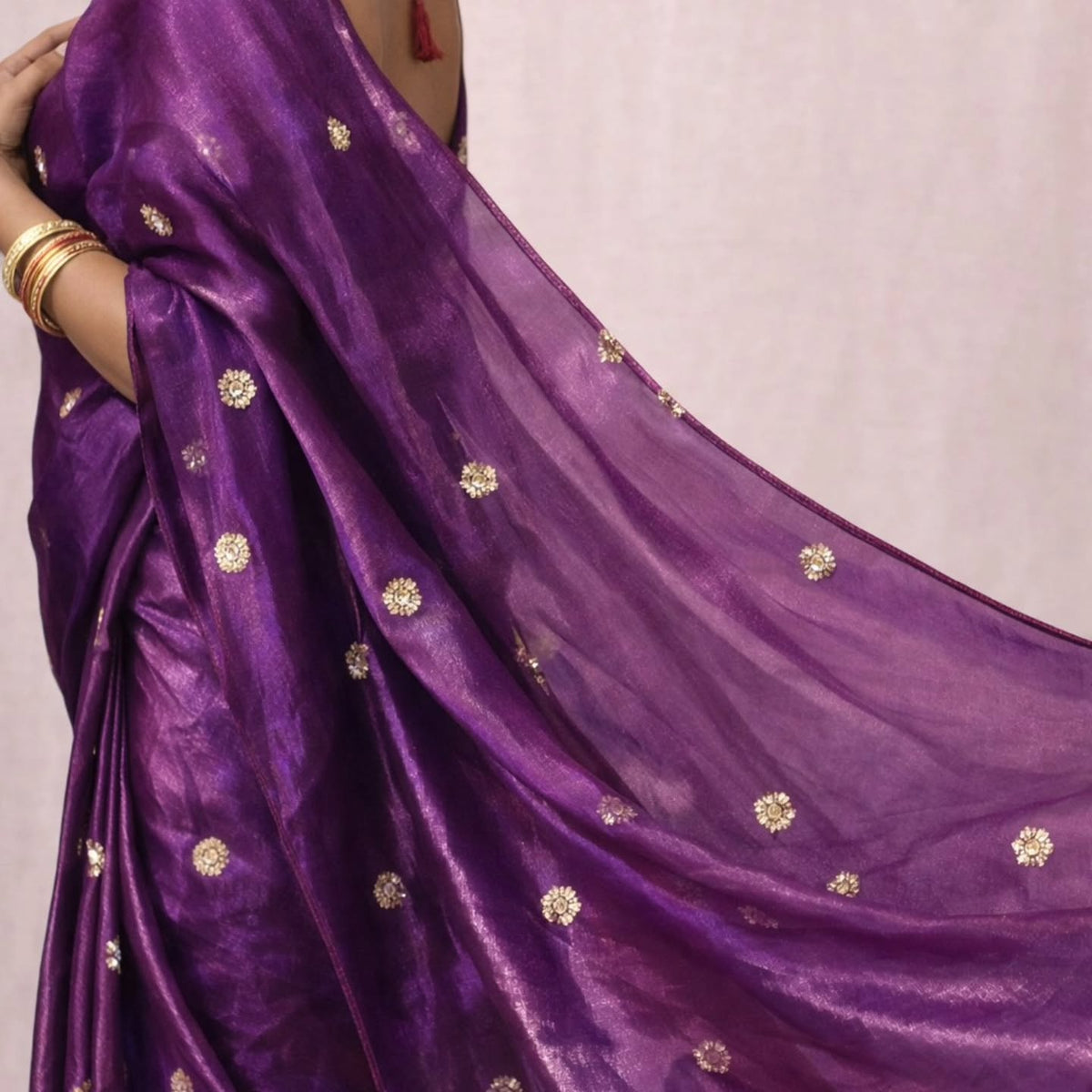 Dual tone vintage violet color saree