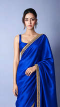 cobalt blue satin saree