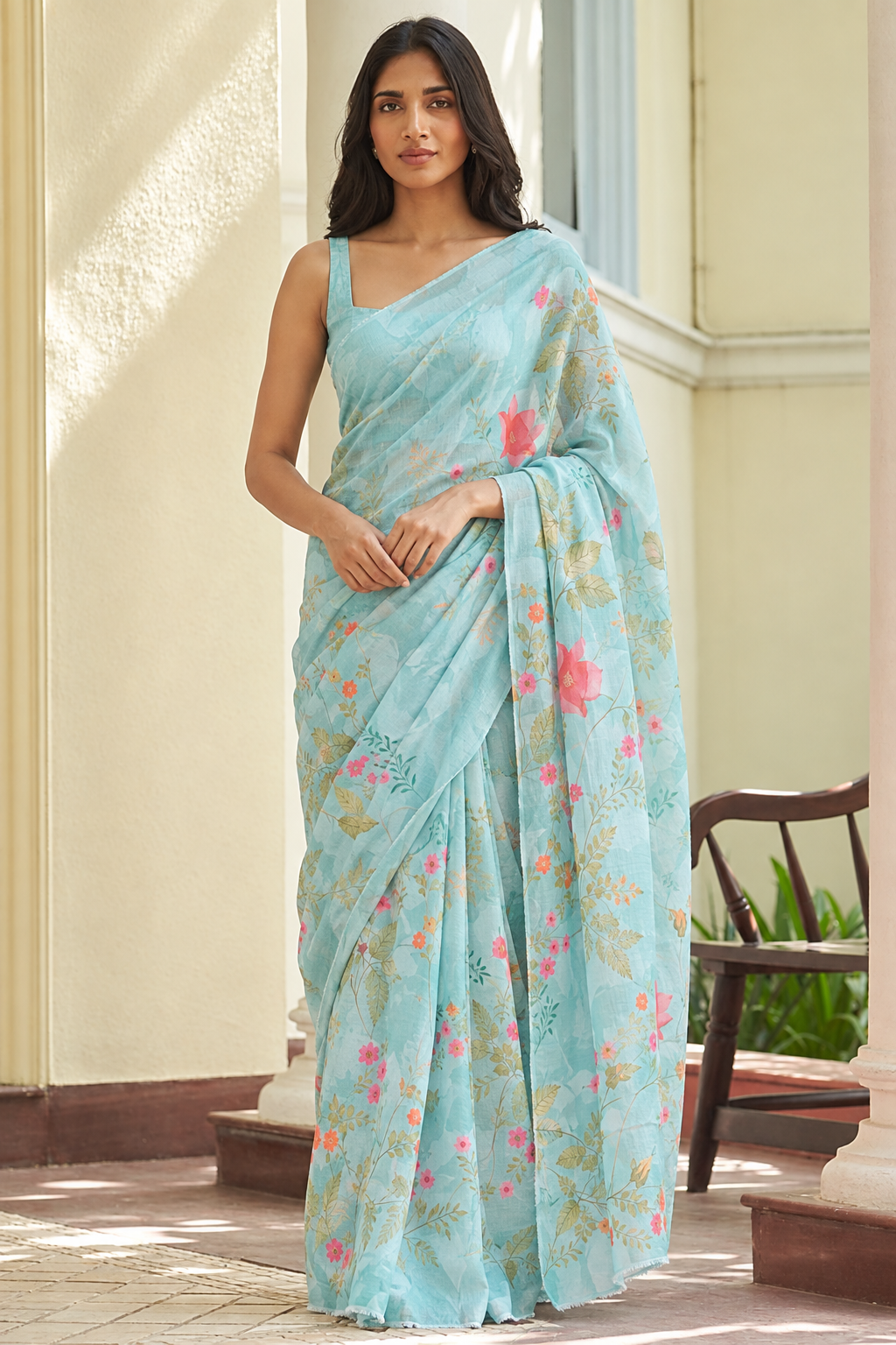 Pure cotton muslin saree